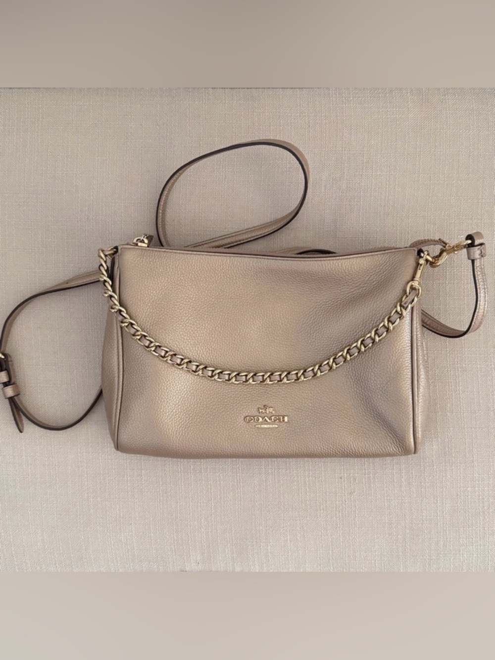 RETIRED Coach Metallic Champagne Crossbody Bag